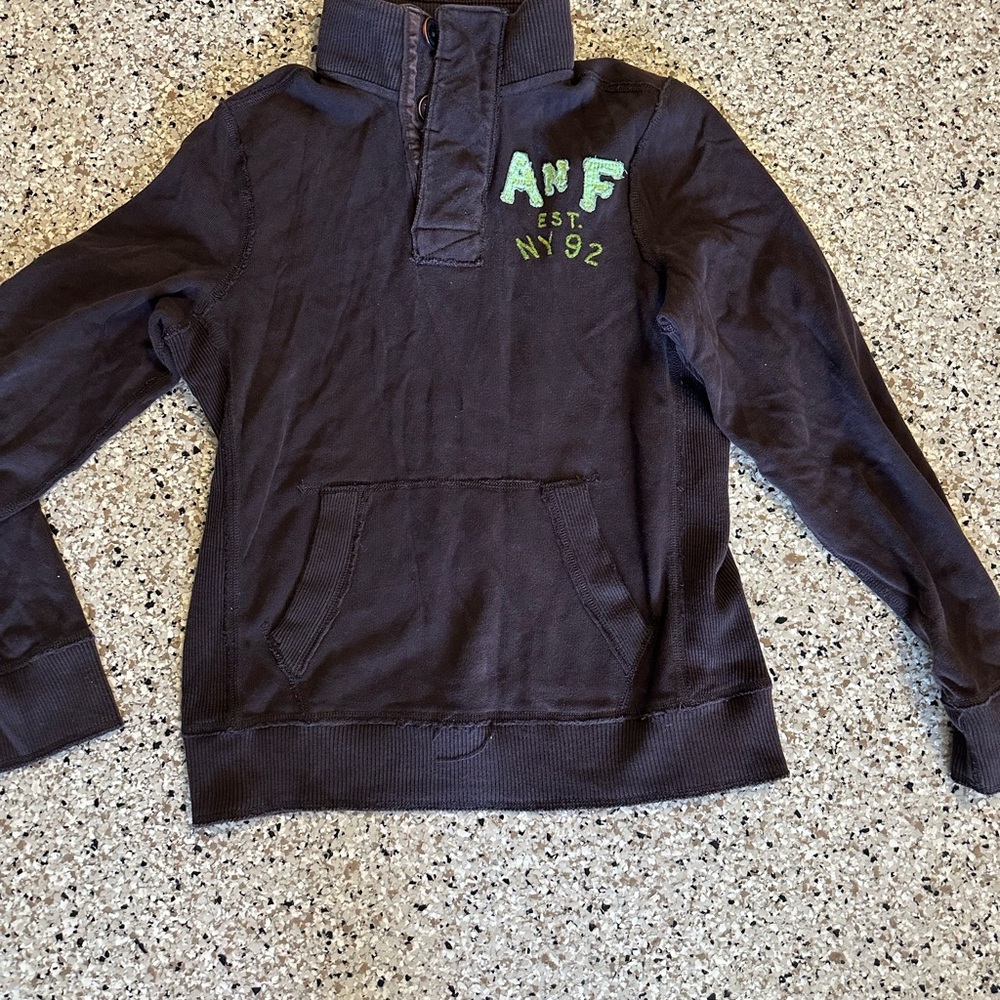Abercrombie & Fitch Dark Brown Pullover with Green Accents